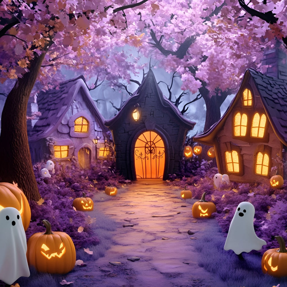 Forest Backdrops Enchanted Ghost Village Halloween Backdrop GQ6-241
