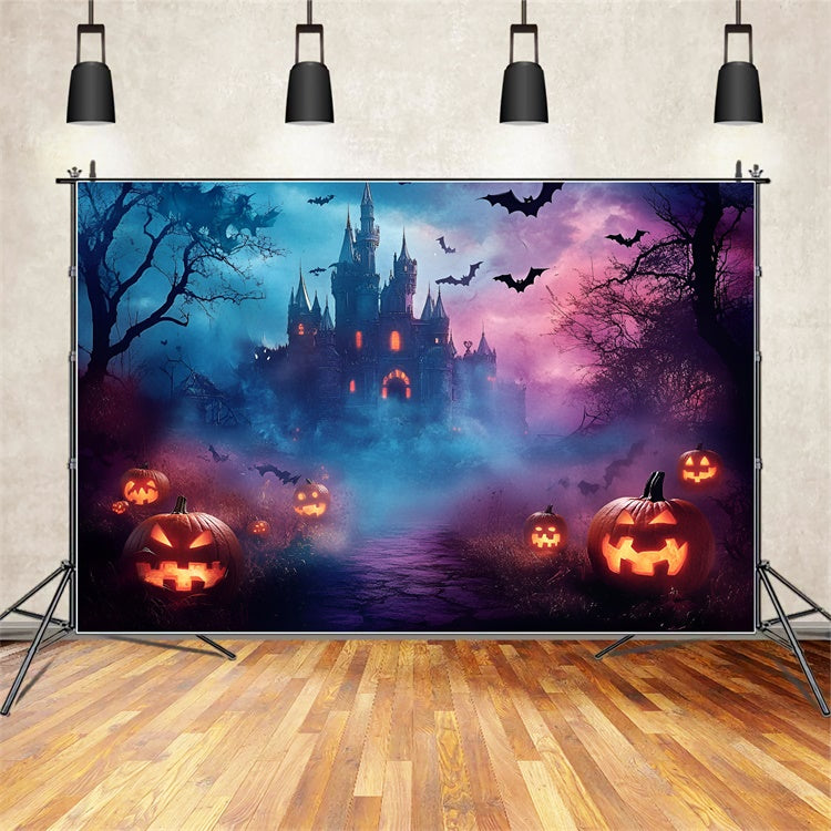 Halloween Picture Backdrop Spooky Misty Castle Night Backdrop GQ6-242