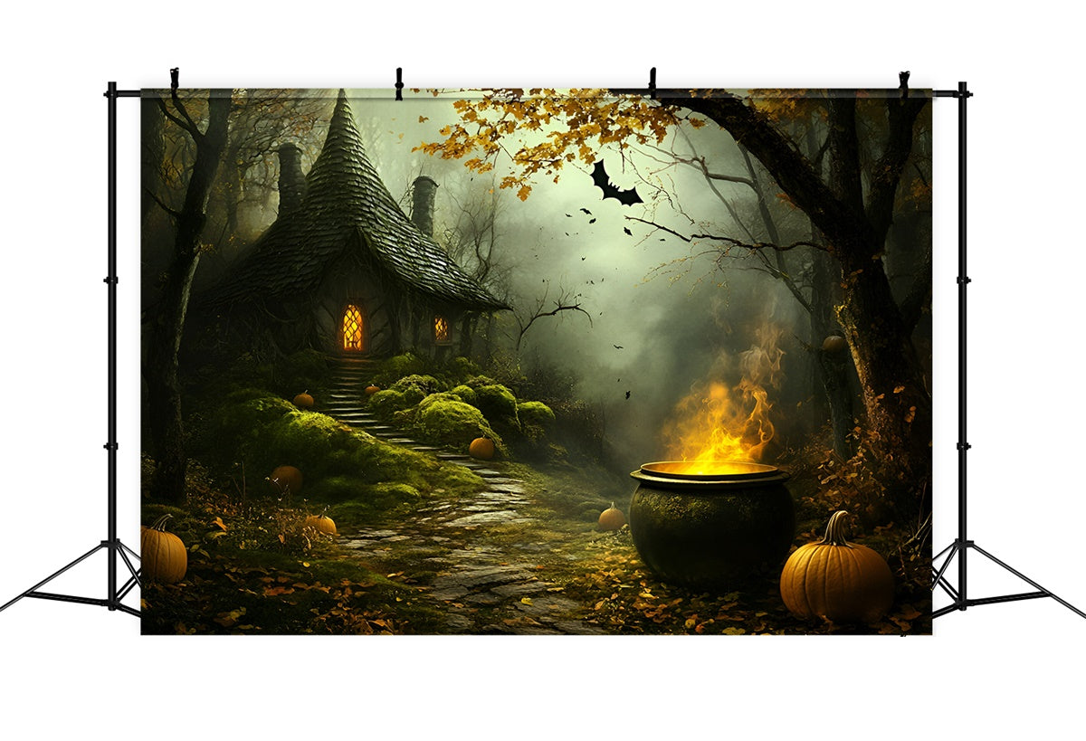 Halloween Backdrop For Photos Haunted Witch Cottage Backdrop GQ6-250