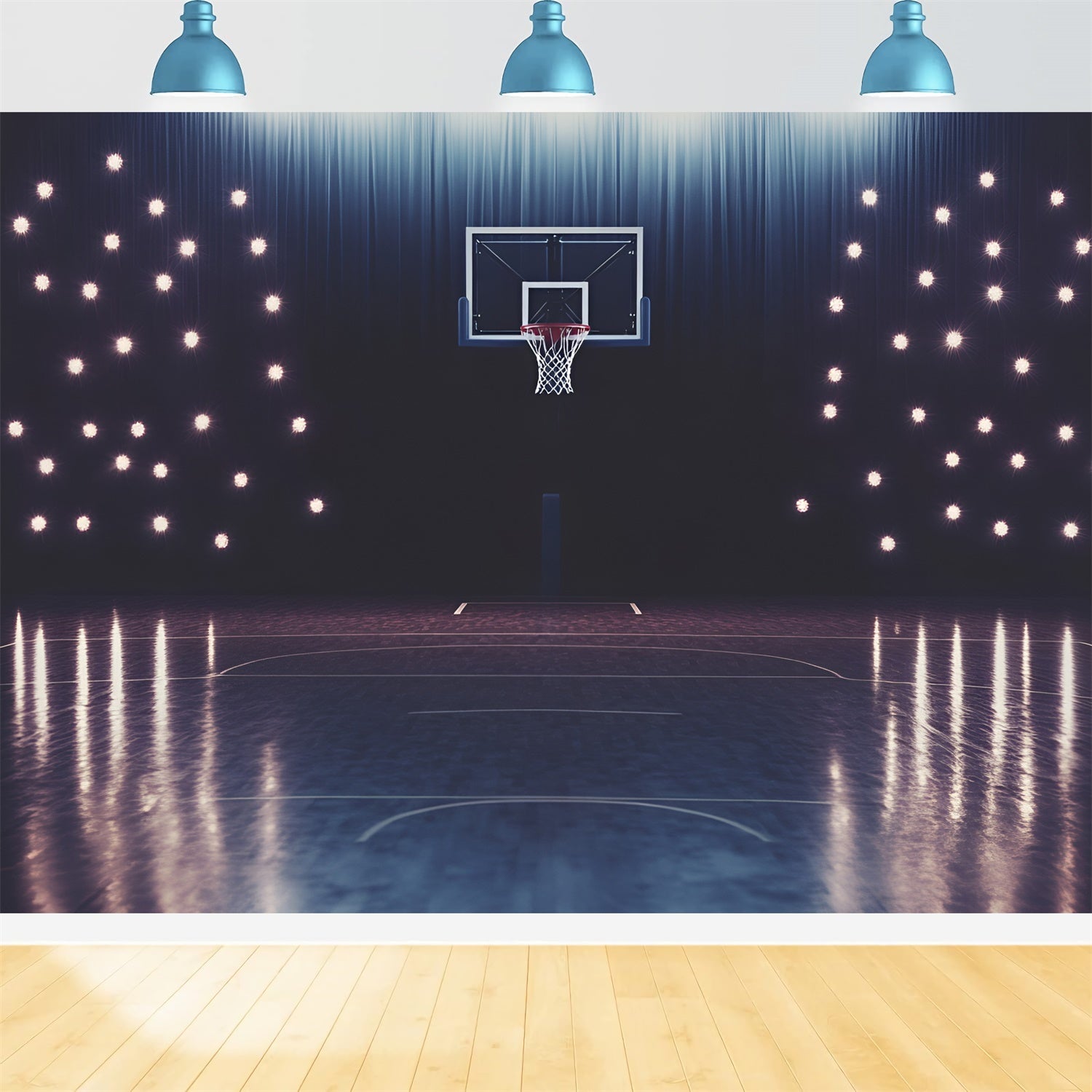 Basketball Photo Backdrop Center Court Glow Backdrop GQ6-260