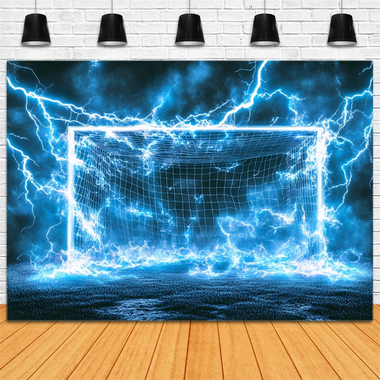 Soccer Photo Backdrop Neon Thunder Field Backdrop GQ6-279