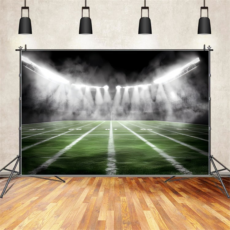 Football Field Backdrop Foggy Gridiron Lights Backdrop GQ6-282