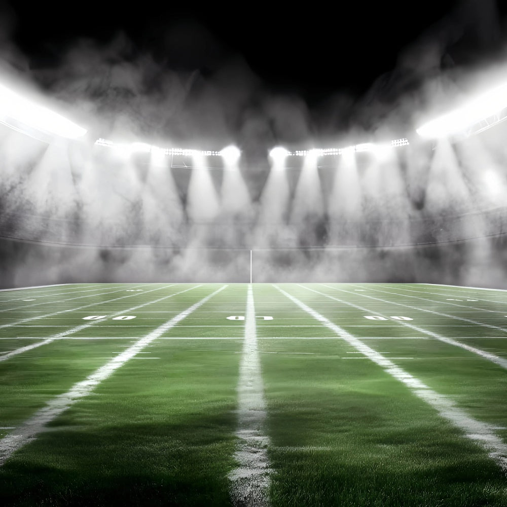 Football Field Backdrop Foggy Gridiron Lights Backdrop GQ6-282