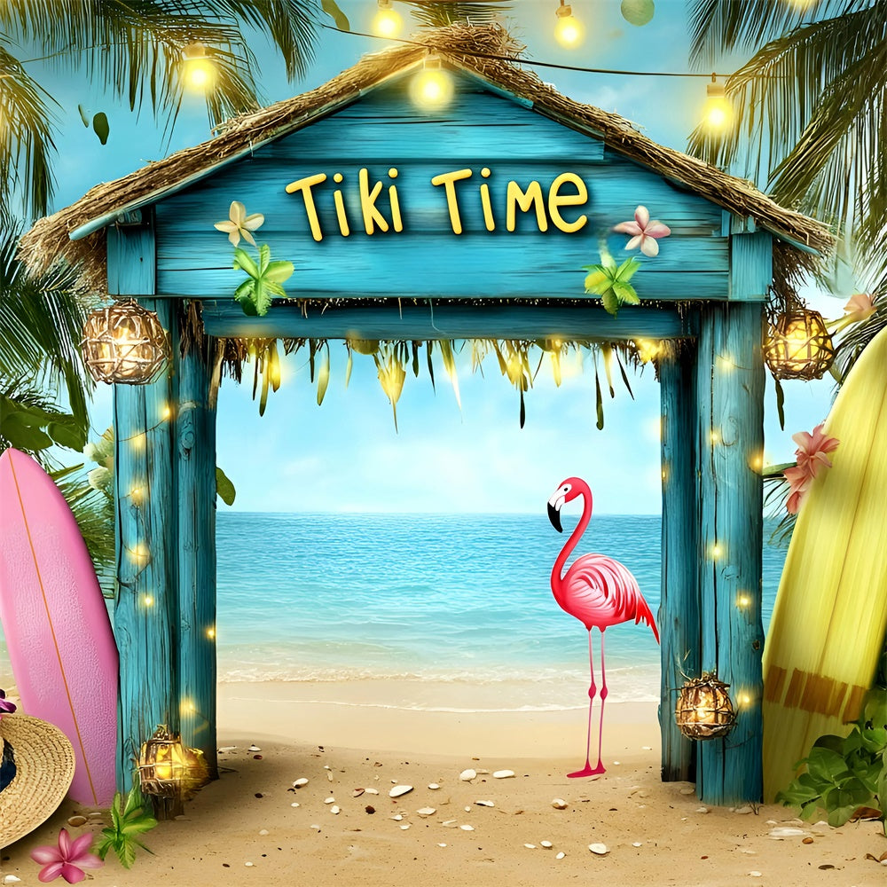 Hawaiian Photo Backdrop Beach Bash Flamingo Summer Backdrops GQ6-30