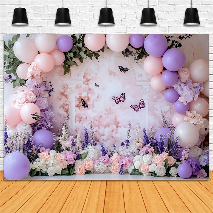 Smash Cake Backdrop Lavender Garden Butterfly Backdrop GQ6-310