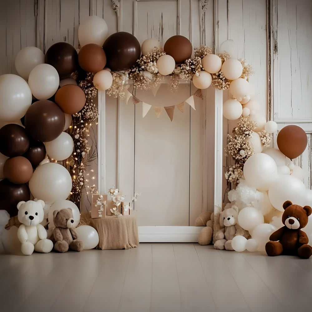 Cake Smash Backdrop Vintage Brown Balloon Backdrop GQ6-313