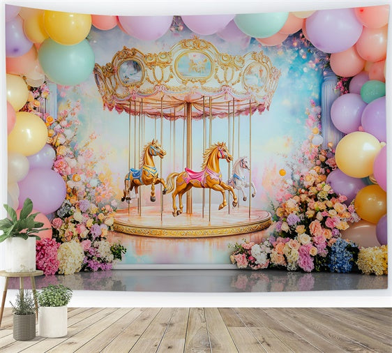 Backdrop For Birthday Carousel Flower Delight Backdrop GQ6-316