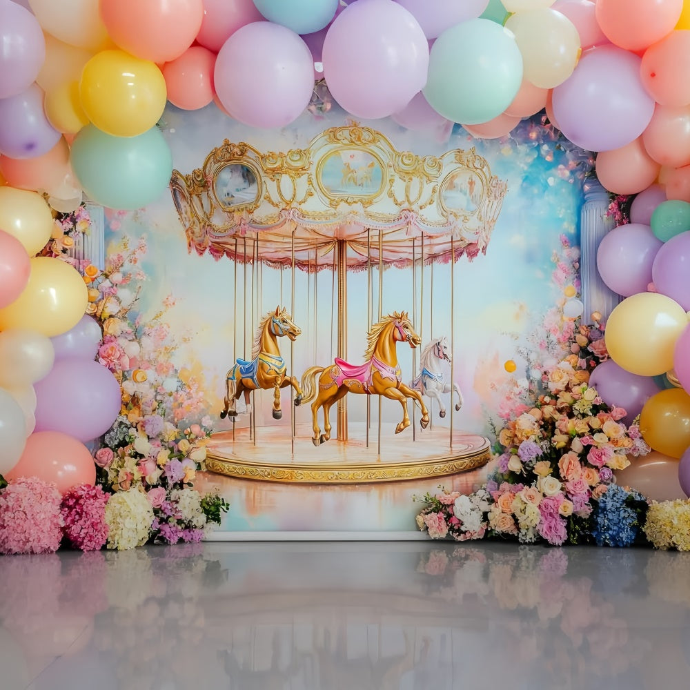 Backdrop For Birthday Carousel Flower Delight Backdrop GQ6-316