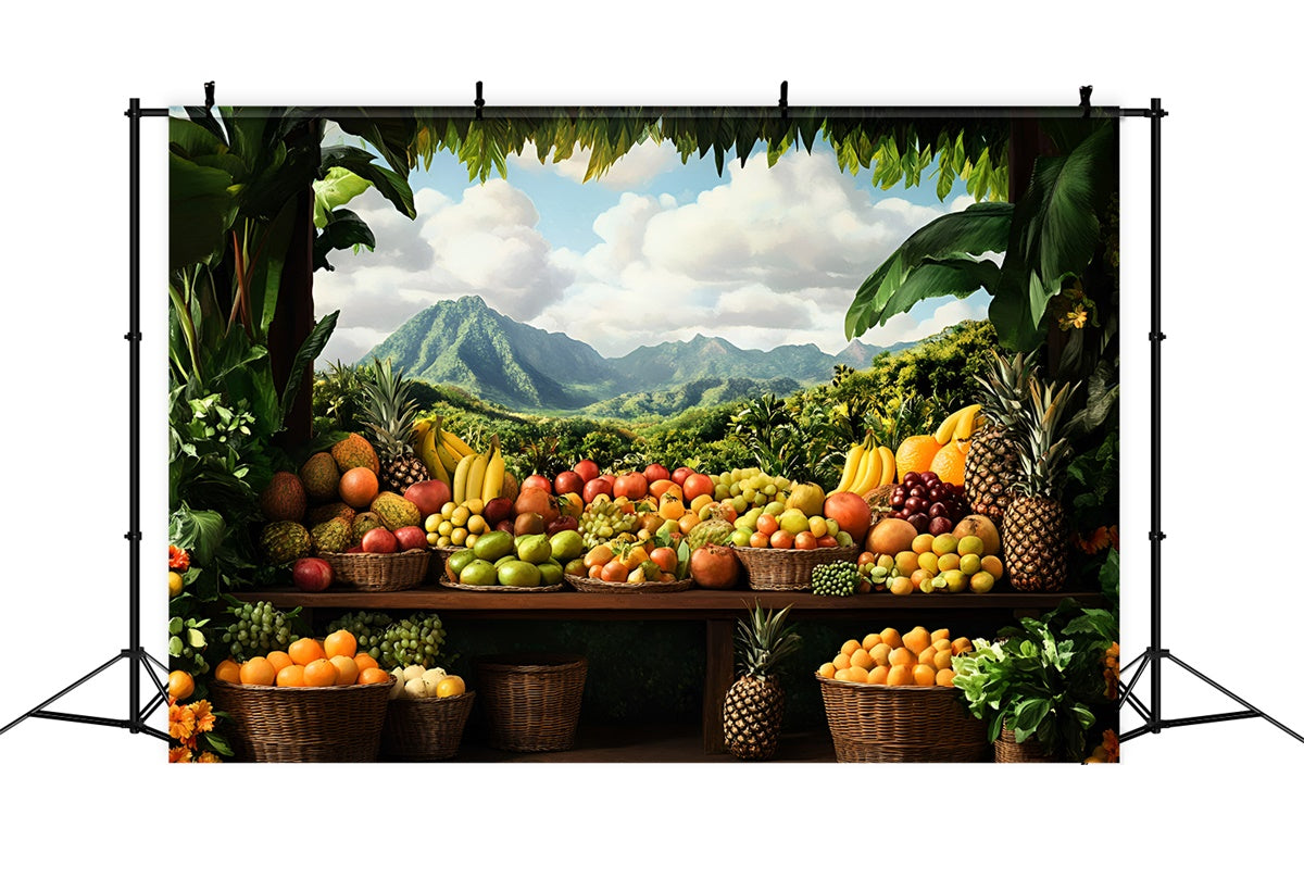 Summer Photo Backdrop Tropical Fruit Market Backdrop GQ6-32