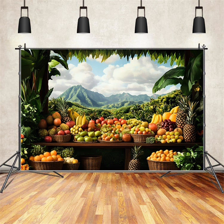 Summer Photo Backdrop Tropical Fruit Market Backdrop GQ6-32
