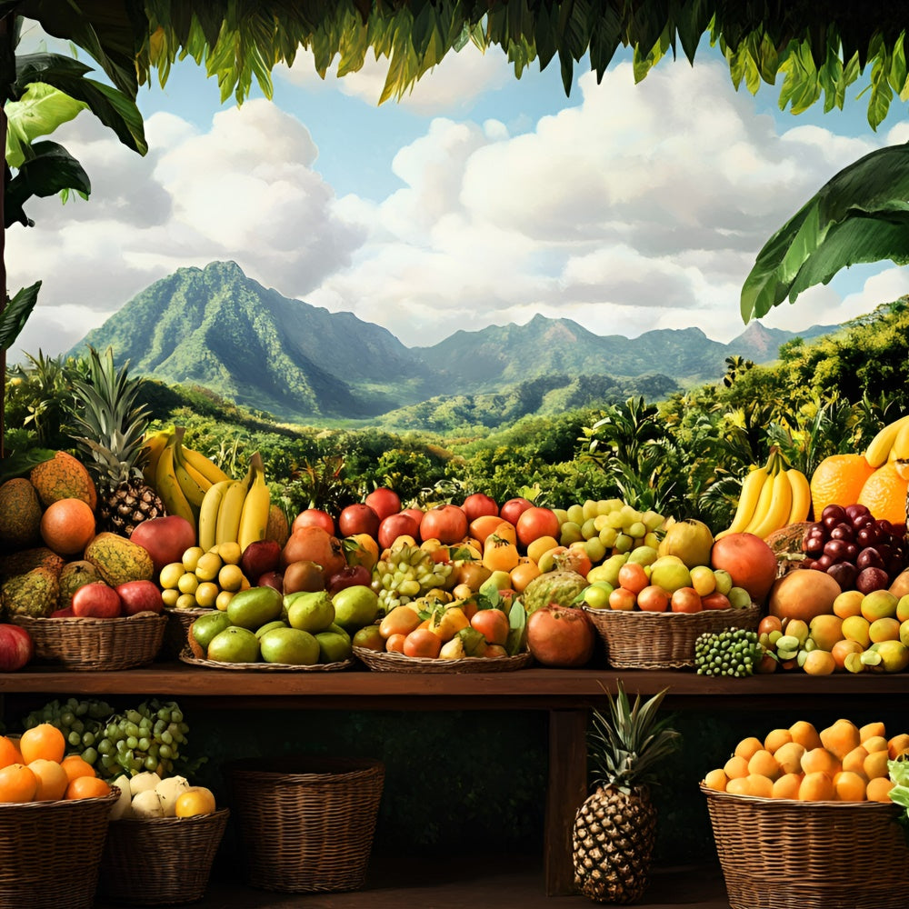 Summer Photo Backdrop Tropical Fruit Market Backdrop GQ6-32