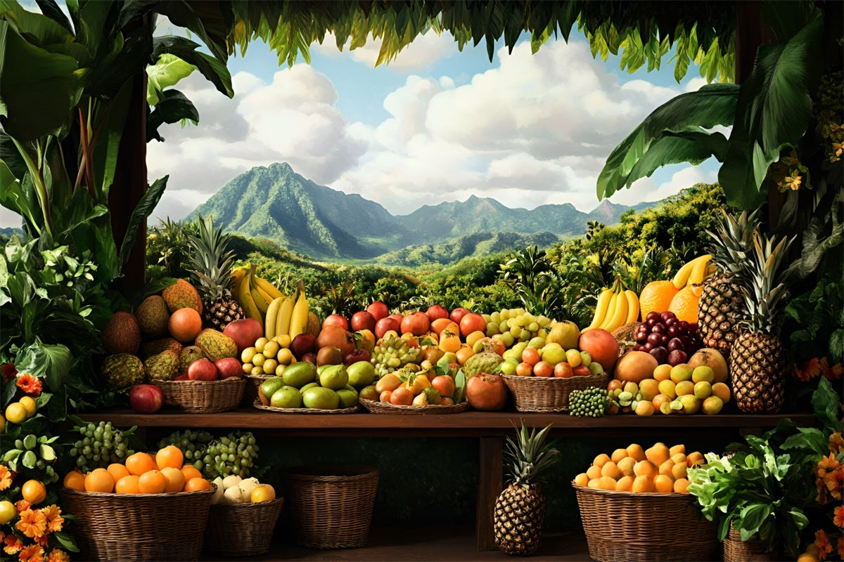 Summer Photo Backdrop Tropical Fruit Market Backdrop GQ6-32