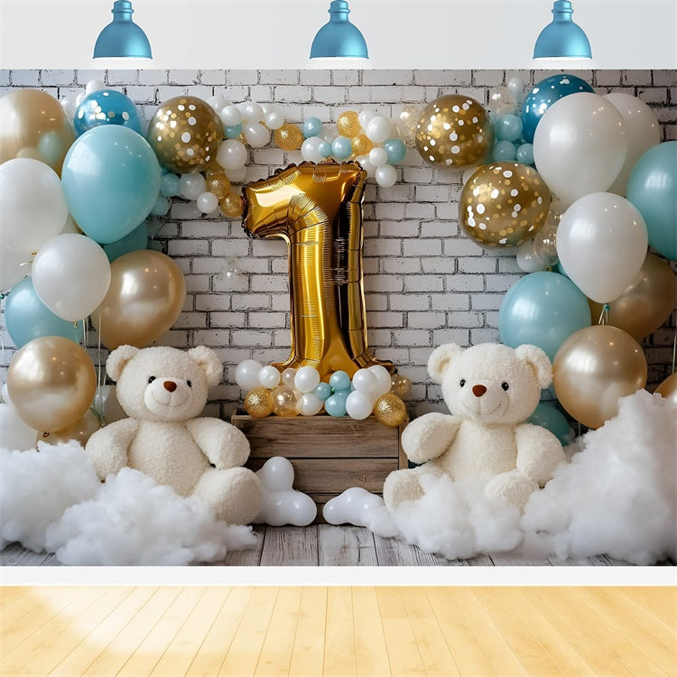 1st Birthday Backdrop Bears Balloon Bash Backdrop GQ6-323