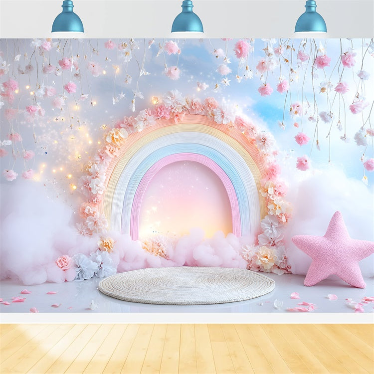Birthday Photo Backdrop Dreamland Bloom Rainbow Backdrop GQ6-328