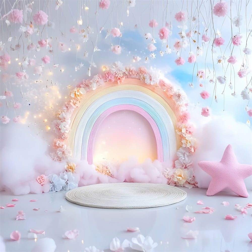 Birthday Photo Backdrop Dreamland Bloom Rainbow Backdrop GQ6-328