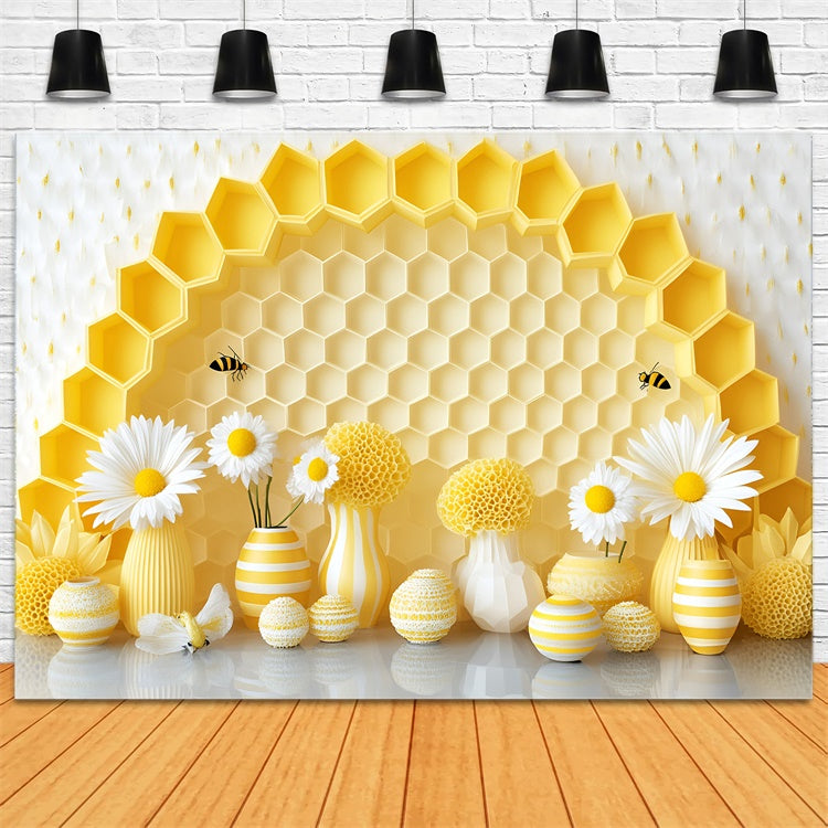 Cake Smash Backdrop Daisy Hive Delight Backdrop GQ6-330