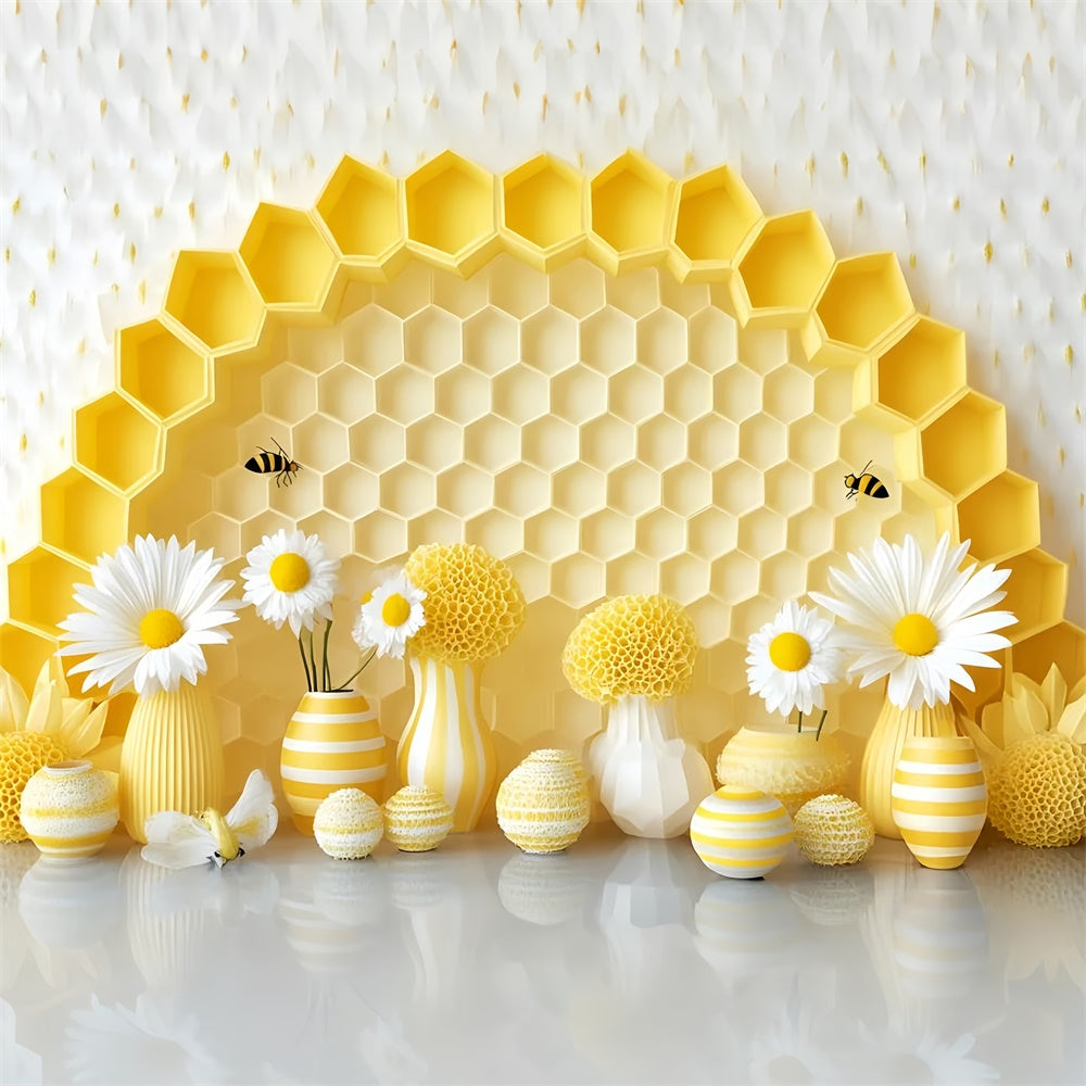 Cake Smash Backdrop Daisy Hive Delight Backdrop GQ6-330