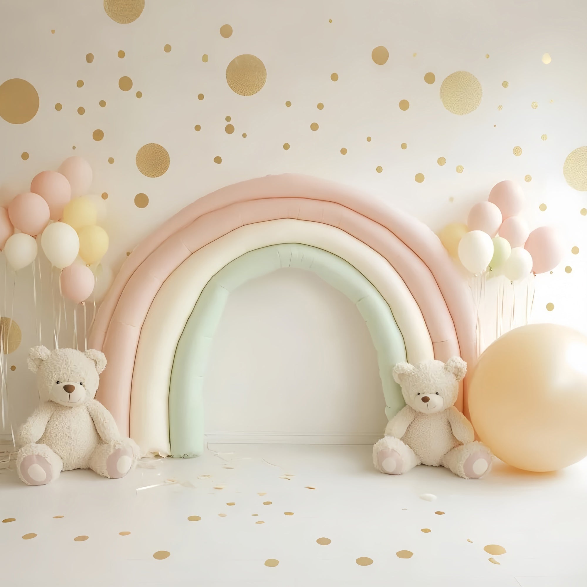 Backdrop For Birthday Pastel Rainbow Bear Backdrop GQ6-336