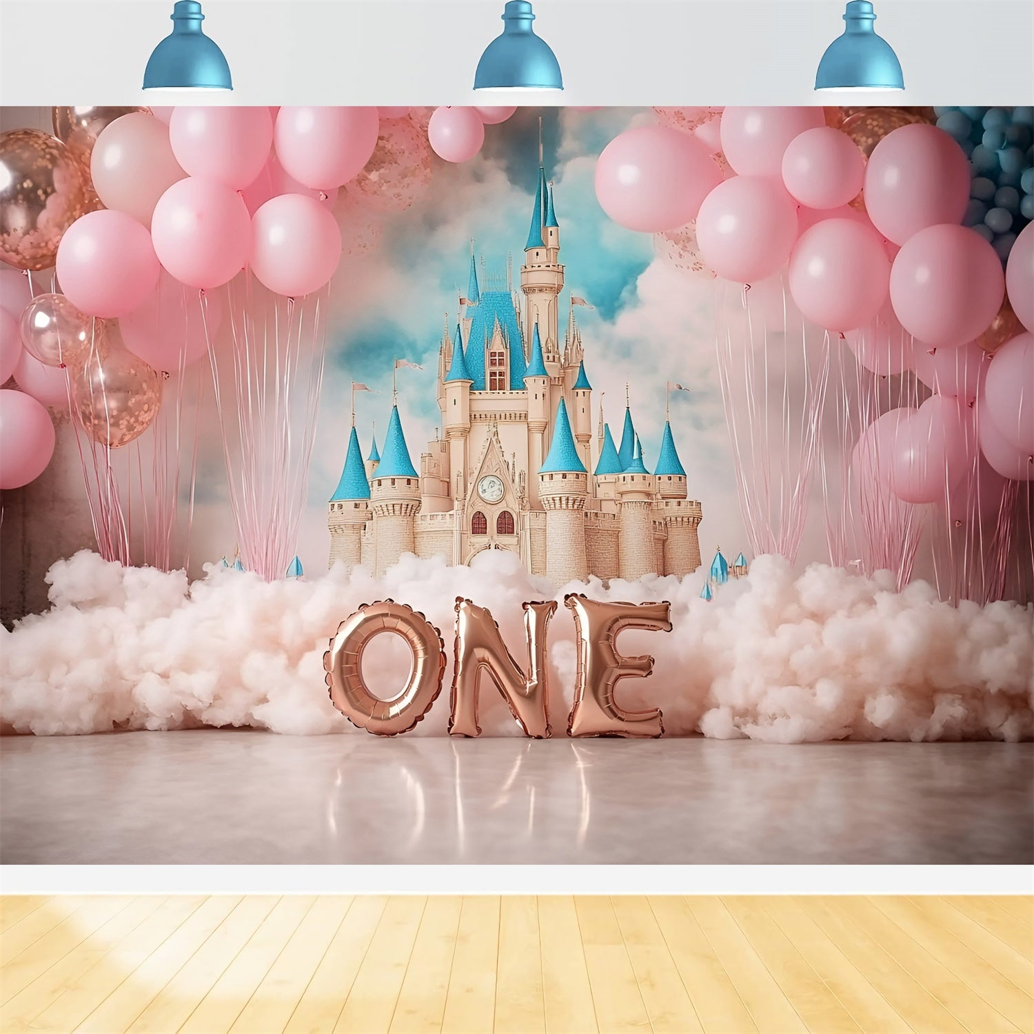 1st Birthday Backdrop Pink Castle Dreams Backdrop GQ6-339