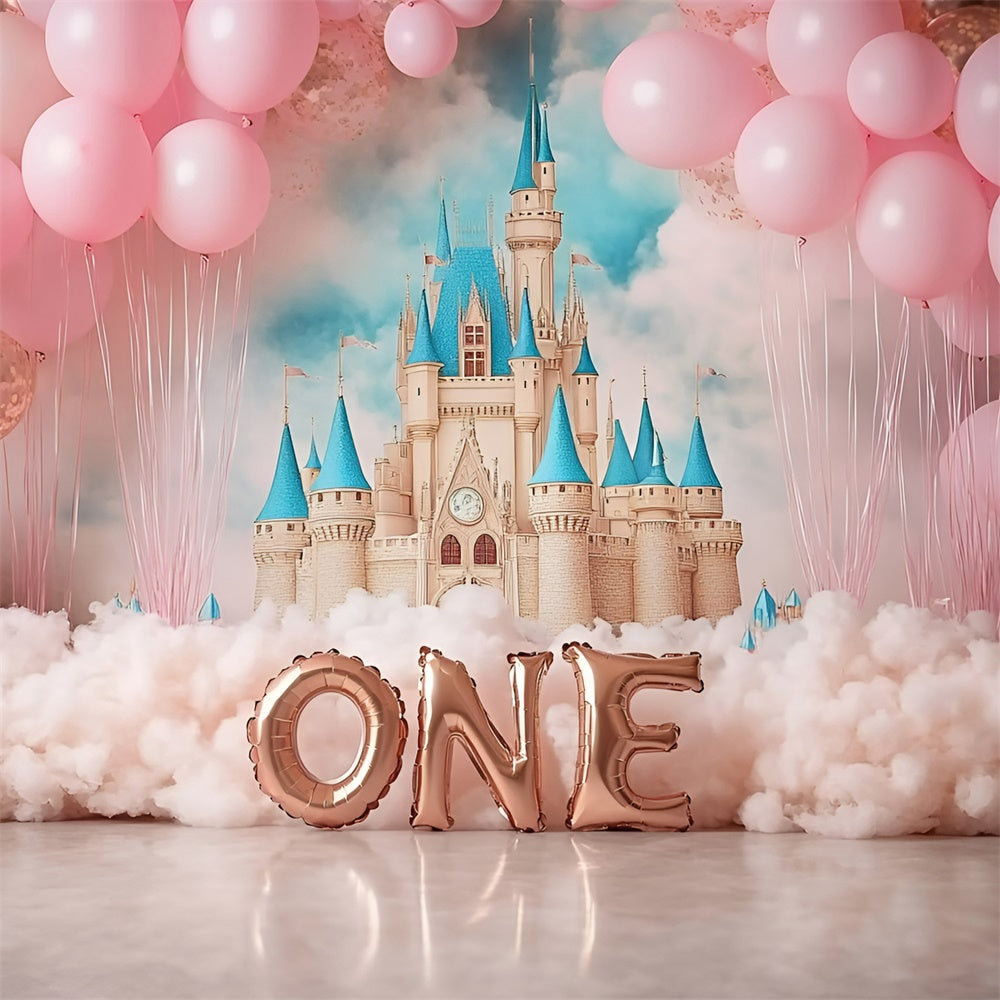 1st Birthday Backdrop Pink Castle Dreams Backdrop GQ6-339