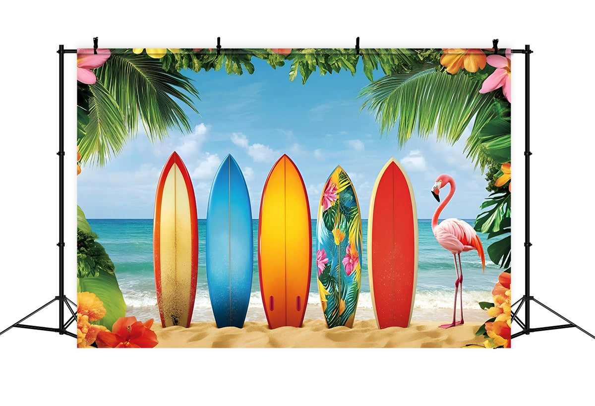 Summer Beach Backdrop Tropical Surfboard Paradise Backdrop GQ6-34