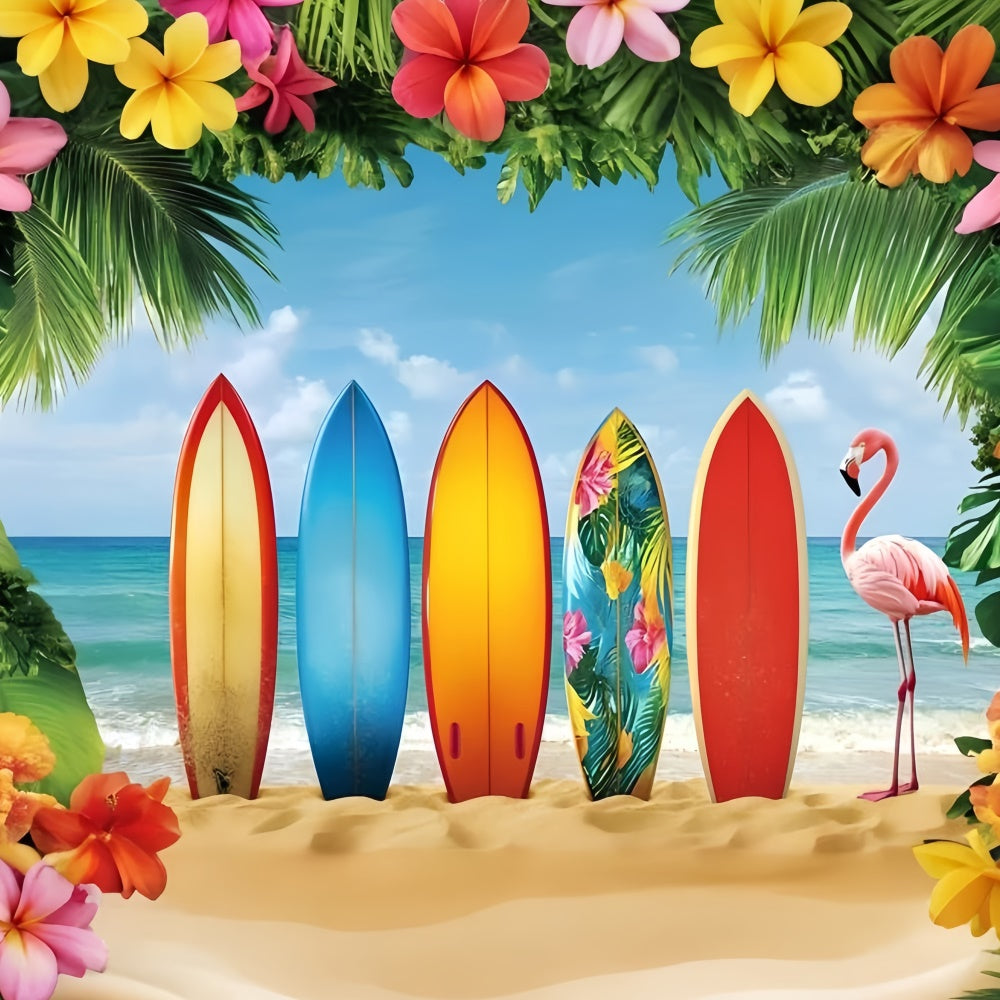 Summer Beach Backdrop Tropical Surfboard Paradise Backdrop GQ6-34