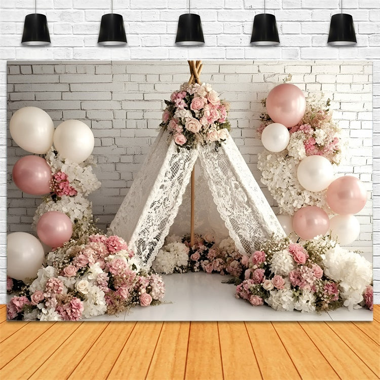 Cake Smash Backdrop Girl Blush Blossom Tent Backdrop GQ6-340
