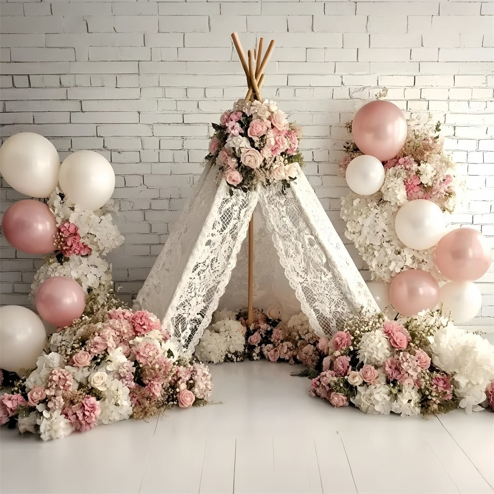 Cake Smash Backdrop Girl Blush Blossom Tent Backdrop GQ6-340
