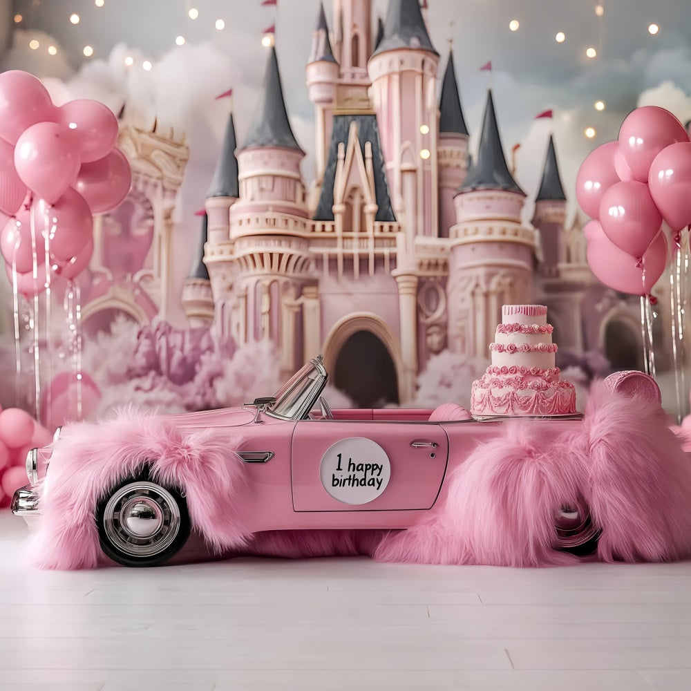 Cake Photography Backdrops Pink Convertible Castle Backdrop GQ6-341