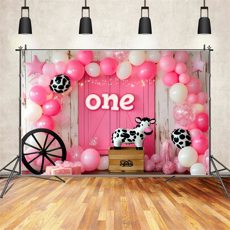 1st Birthday Backdrop Rustic Cowgirl Balloon Backdrop GQ6-342