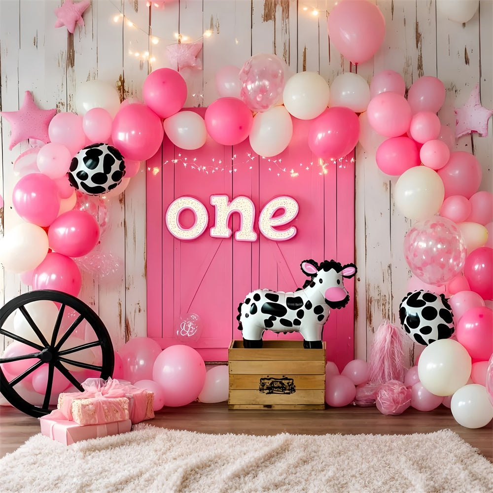 1st Birthday Backdrop Rustic Cowgirl Balloon Backdrop GQ6-342