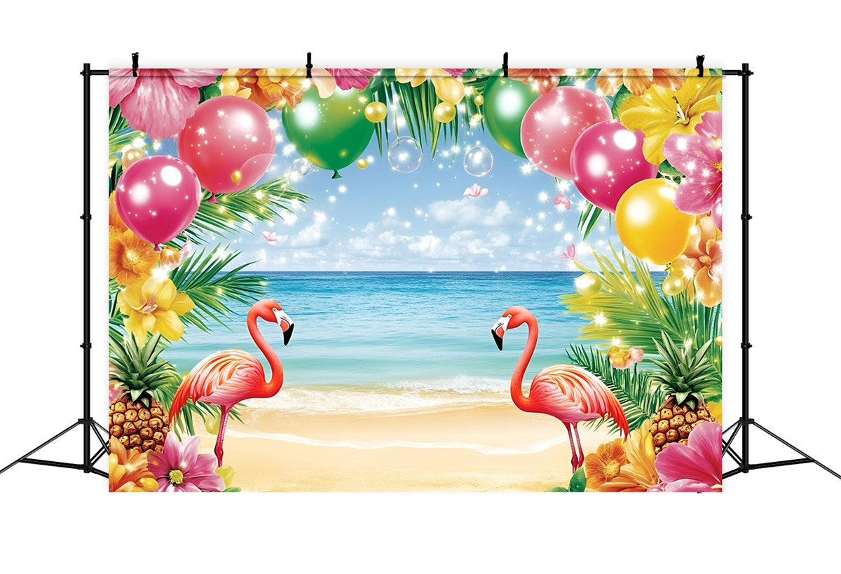 Tropical Beach Backdrop Flamingo Joyful Summer Photo Backdrop GQ6-36