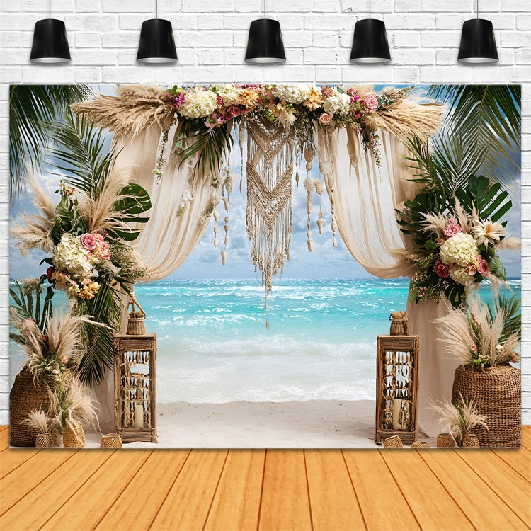 Bohemian Photo Backdrop Beach Romance Arch Summer Backdrops GQ6-39