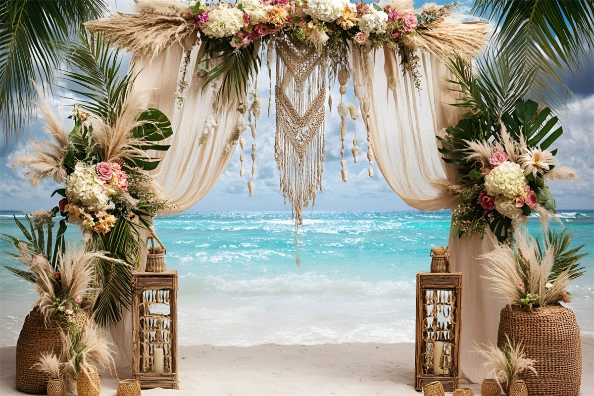 Bohemian Photo Backdrop Beach Romance Arch Summer Backdrops GQ6-39