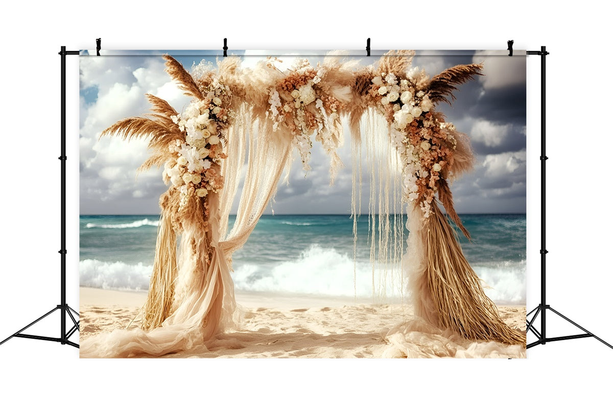 Boho Photography Backdrop Pampas Wave Wedding Summer Backdrop GQ6-42