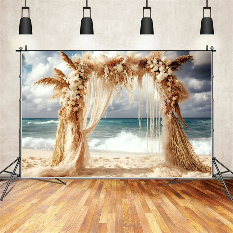 Boho Photography Backdrop Pampas Wave Wedding Summer Backdrop GQ6-42