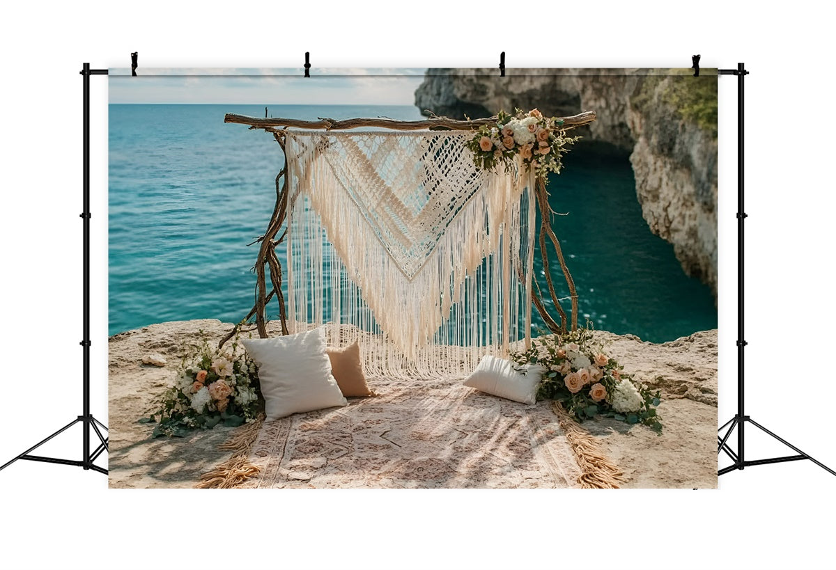 Boho Backdrop Tranquil Cove Wedding Summer Photo Backdrop GQ6-44