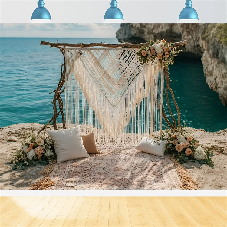 Boho Backdrop Tranquil Cove Wedding Summer Photo Backdrop GQ6-44