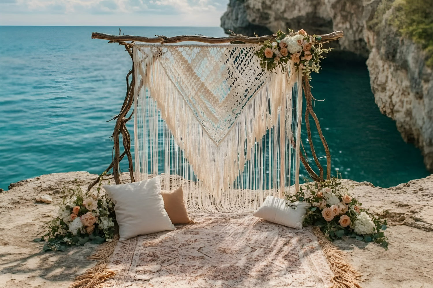 Boho Backdrop Tranquil Cove Wedding Summer Photo Backdrop GQ6-44
