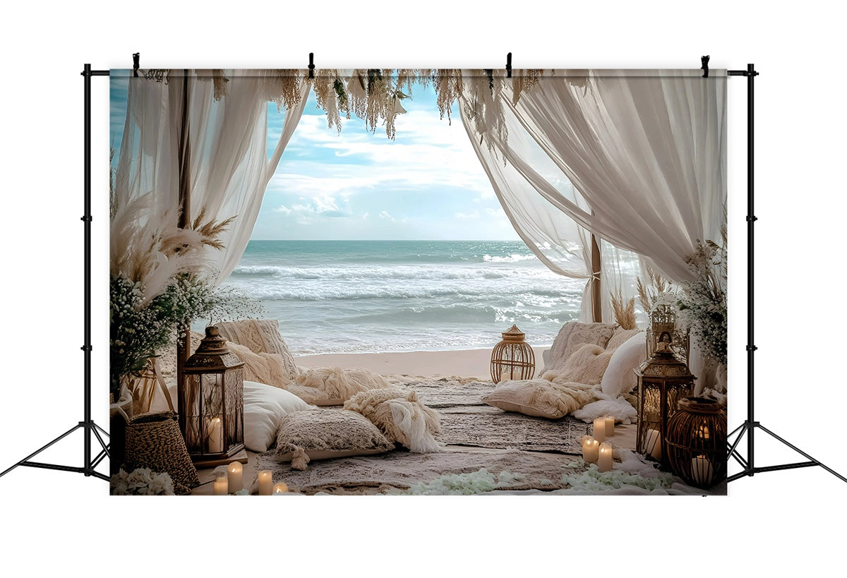 Boho Photo Backdrop Seaside Romance Retreat Summer Backdrop GQ6-45