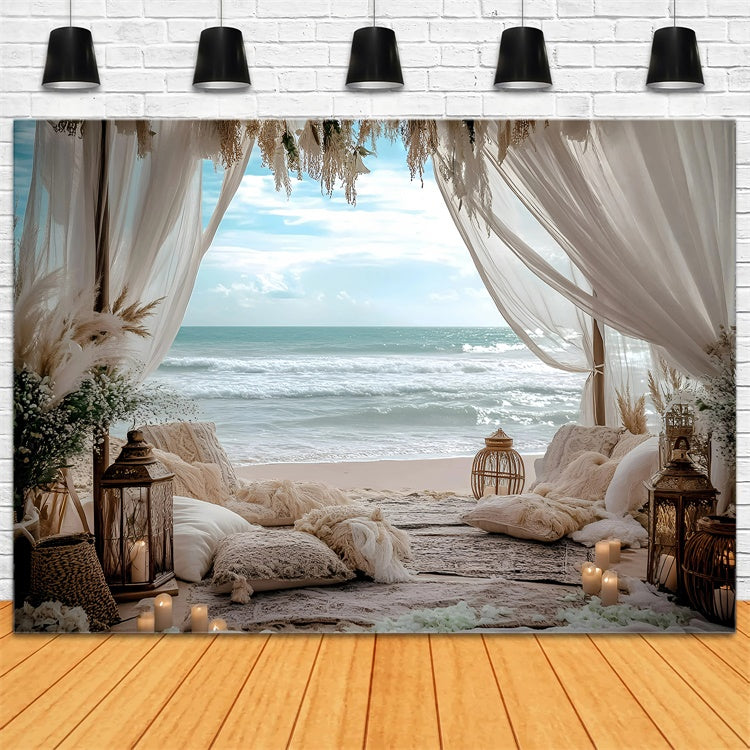 Boho Photo Backdrop Seaside Romance Retreat Summer Backdrop GQ6-45
