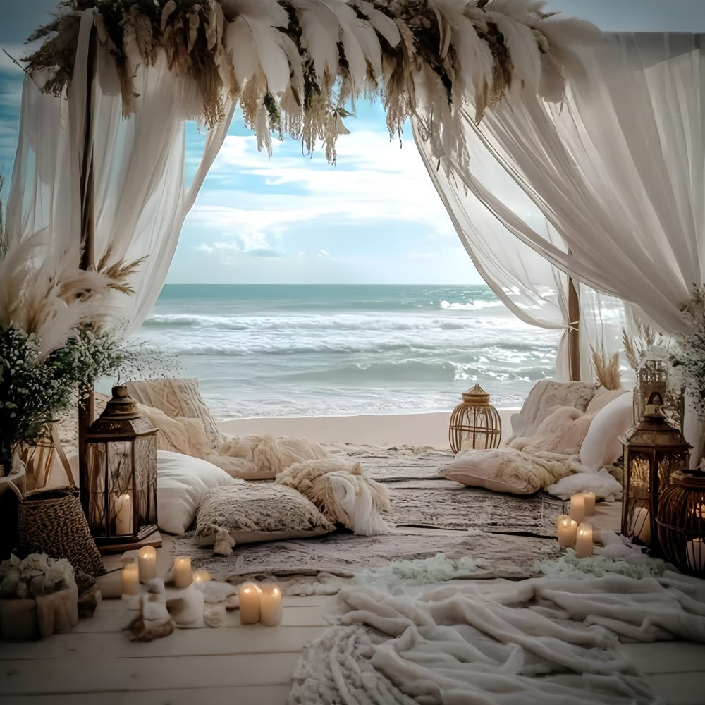 Boho Photo Backdrop Seaside Romance Retreat Summer Backdrop GQ6-45