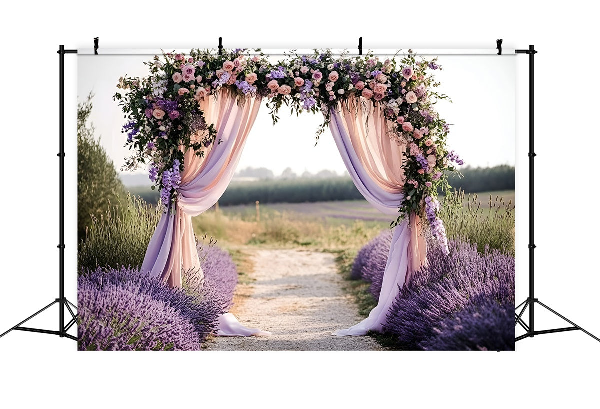 Lavender Photo Backdrop Romantic Wedding Arch Summer Backdrops GQ6-51