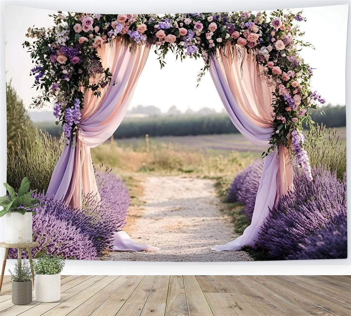 Lavender Photo Backdrop Romantic Wedding Arch Summer Backdrops GQ6-51