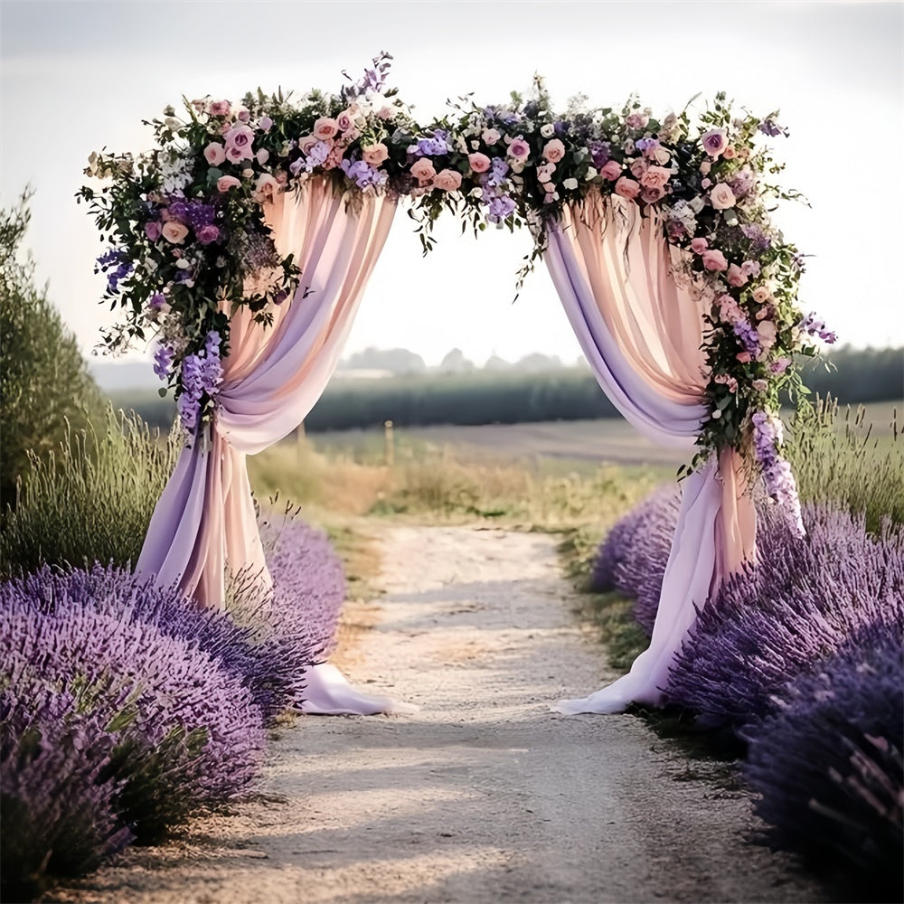 Lavender Photo Backdrop Romantic Wedding Arch Summer Backdrops GQ6-51