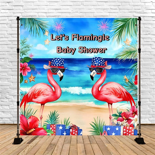 Beach Backdrops Flamingle Baby Shower Independence Day Backdrops GQ6-69