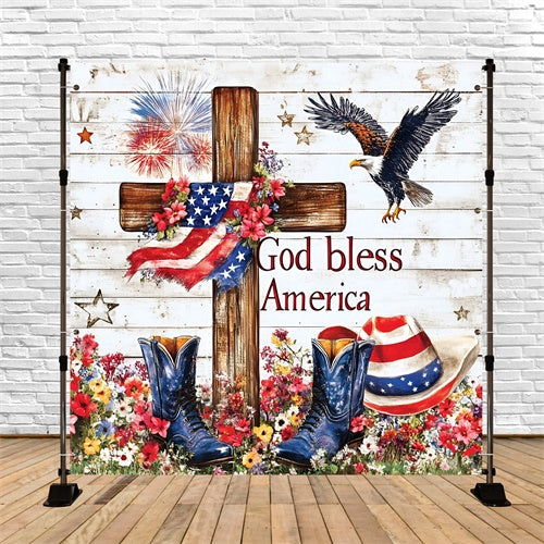 4th of July Photo Backdrop Liberty Boots Cross Backdrop GQ6-70