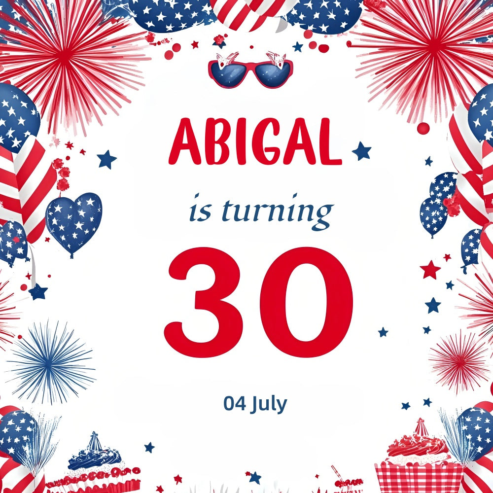 30th Birthday Backdrop Patriotic Bash Custom 4th of July Backdrops GQ6-75