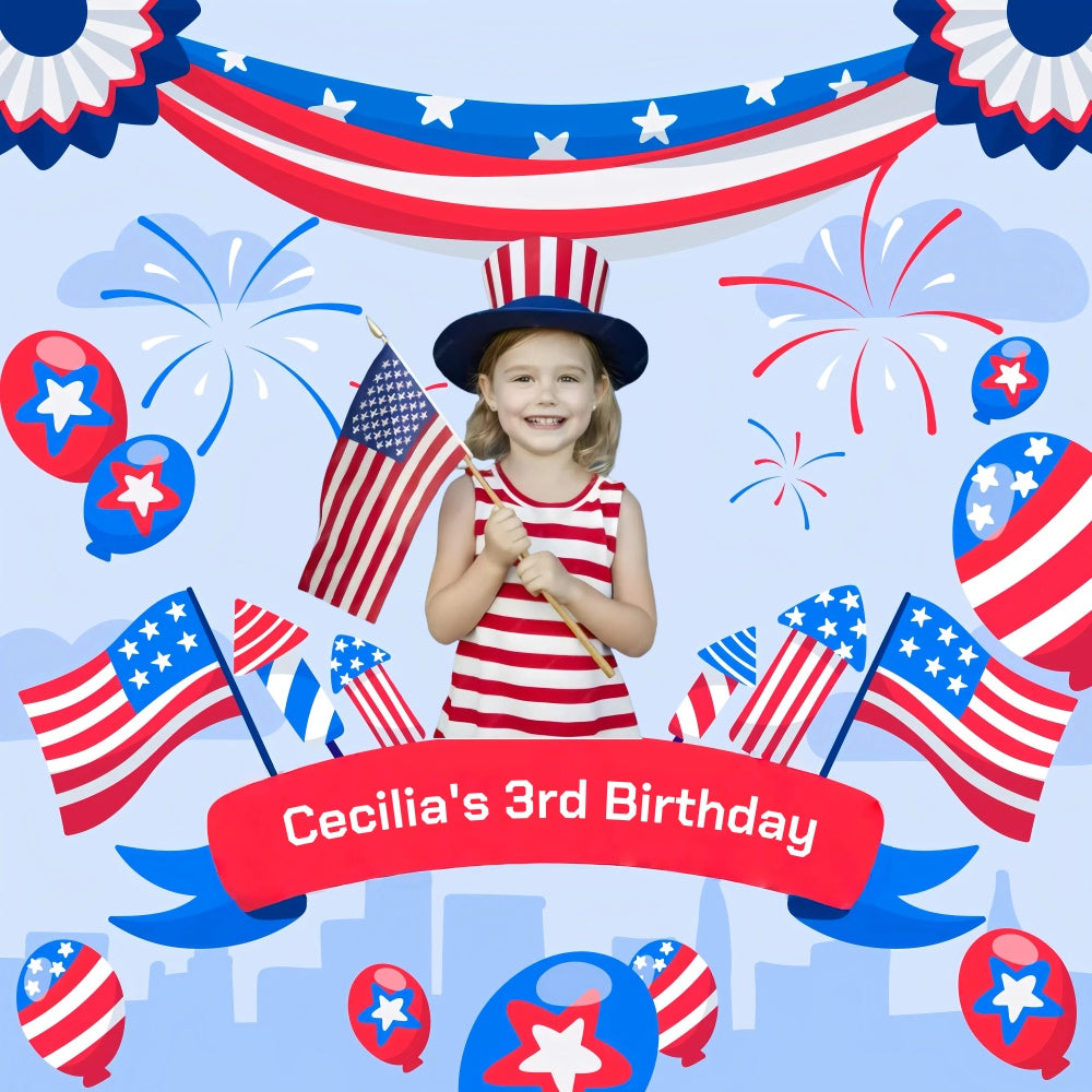 Custom Birthday Backdrops Star Spangled Fun Independence Day Backdrops GQ6-80