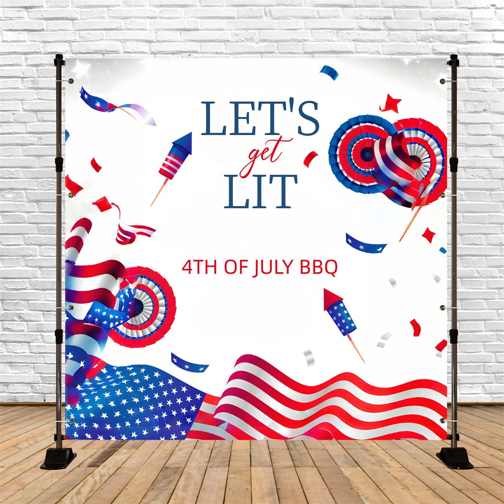 American Flag Photo Backdrop Patriotic Grill Vibes Backdrop GQ6-82